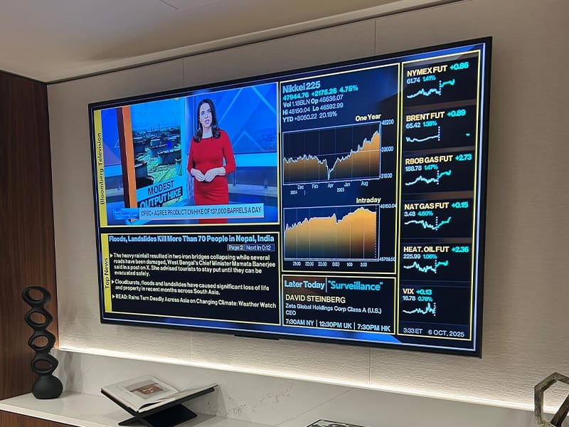 flat screen tv mounted to a wall