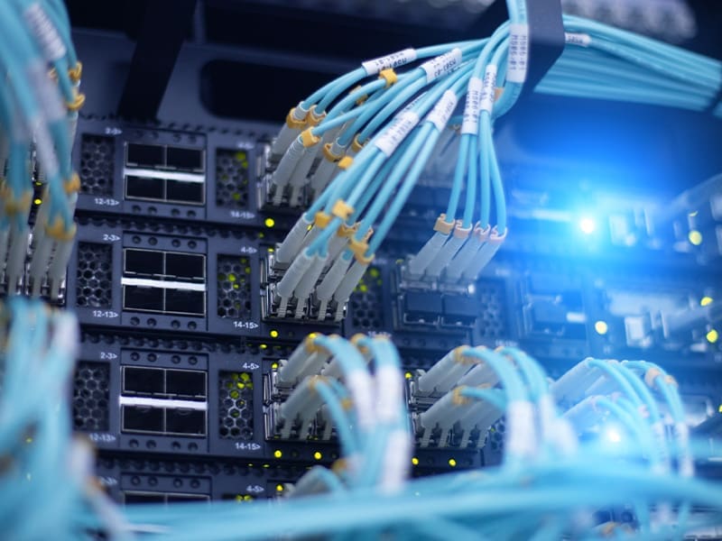 bunch of wires that are connected to a server