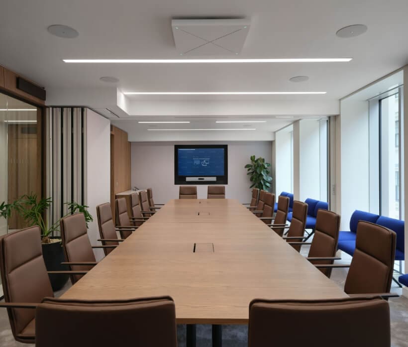 conference room with a large table and chairs